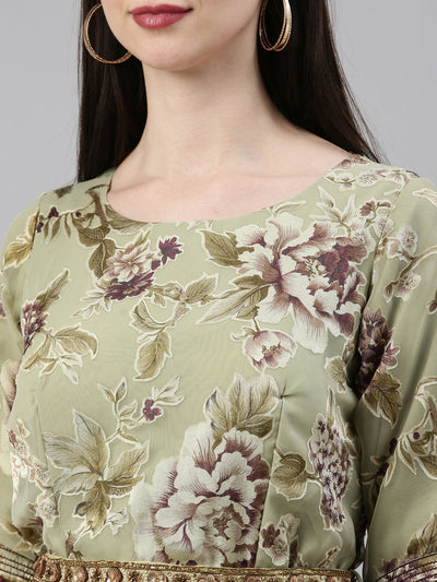 Neeru's Pista Color Georgette Fabric Dress