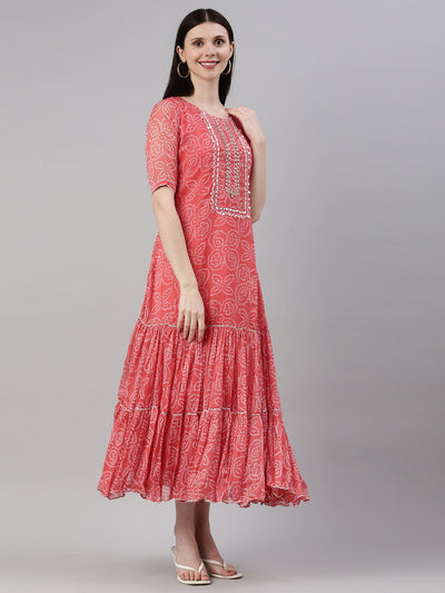 Neeru'S Carrot Color Georgette Fabric Kurta