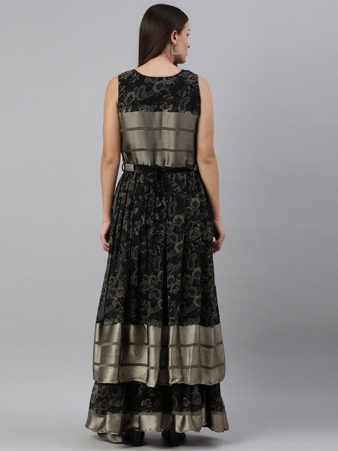Neeru'S Black Color Georgette Fabric Gown