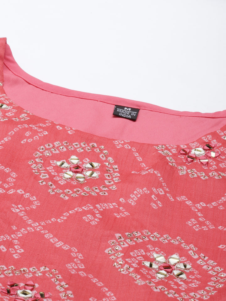 Neerus Carrot Color Georgette Fabric Kurta