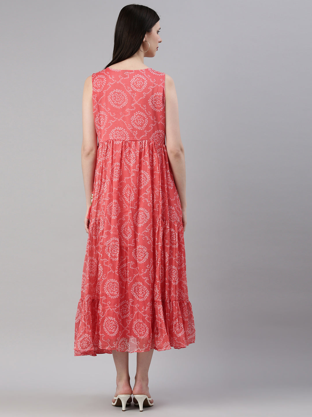 Neerus Carrot Color Georgette Fabric Kurta