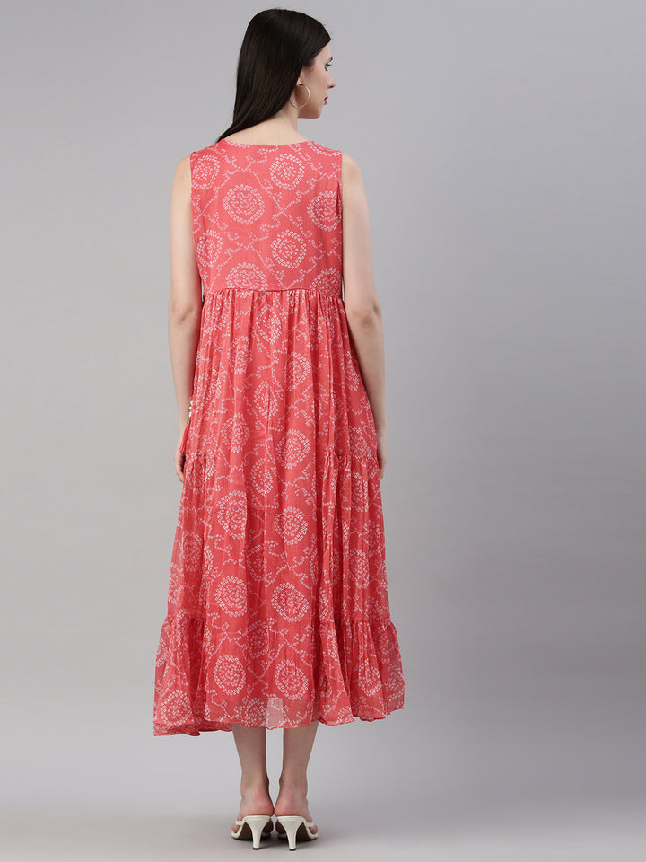 Neerus Carrot Color Georgette Fabric Kurta