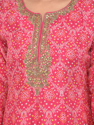 Neeru's rani color silk fabric salwar kameez