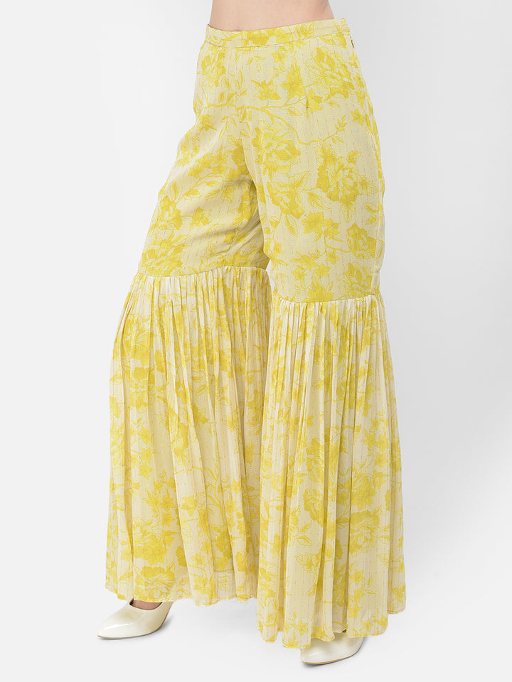 Neerus'S Lime Color Georgette Fabric Suit-Gharara