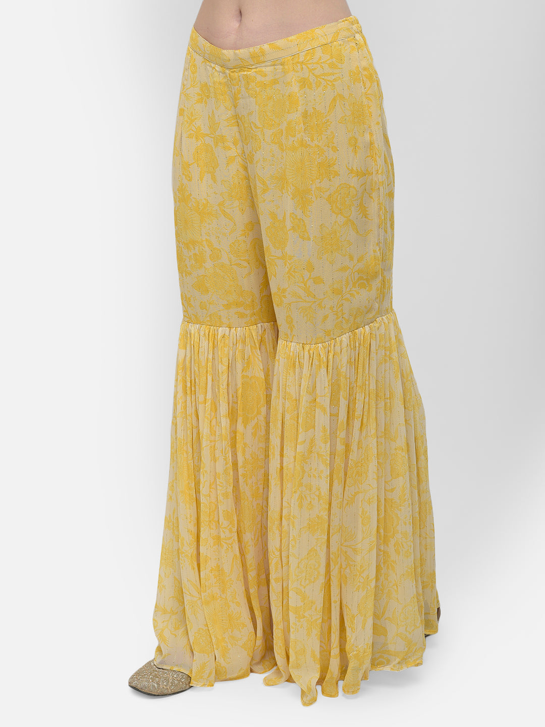 Neerus'S yellow color, georgette fabric suit-gharara