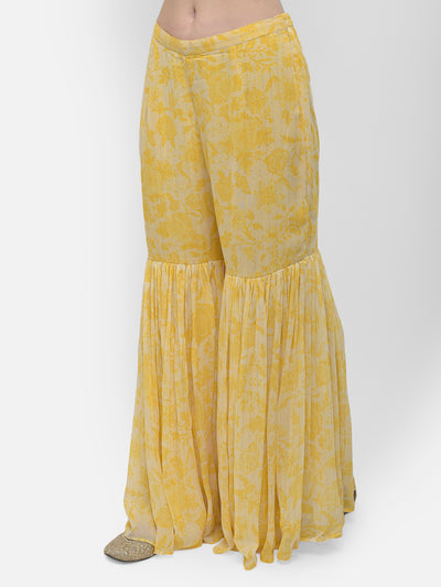 Neerus'S yellow color, georgette fabric suit-gharara