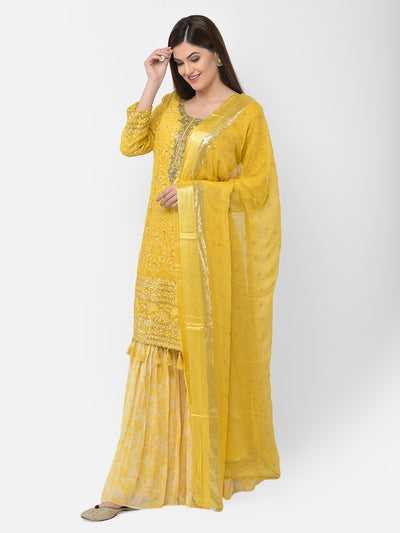 Neerus'S yellow color, georgette fabric suit-gharara