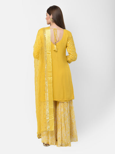 Neerus'S yellow color, georgette fabric suit-gharara