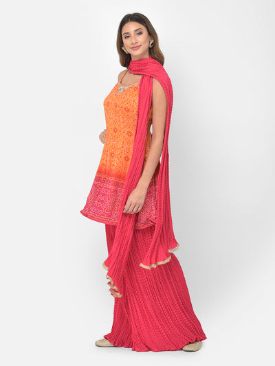 Neeru's Orange Color Silk Fabric Salwar Kameez