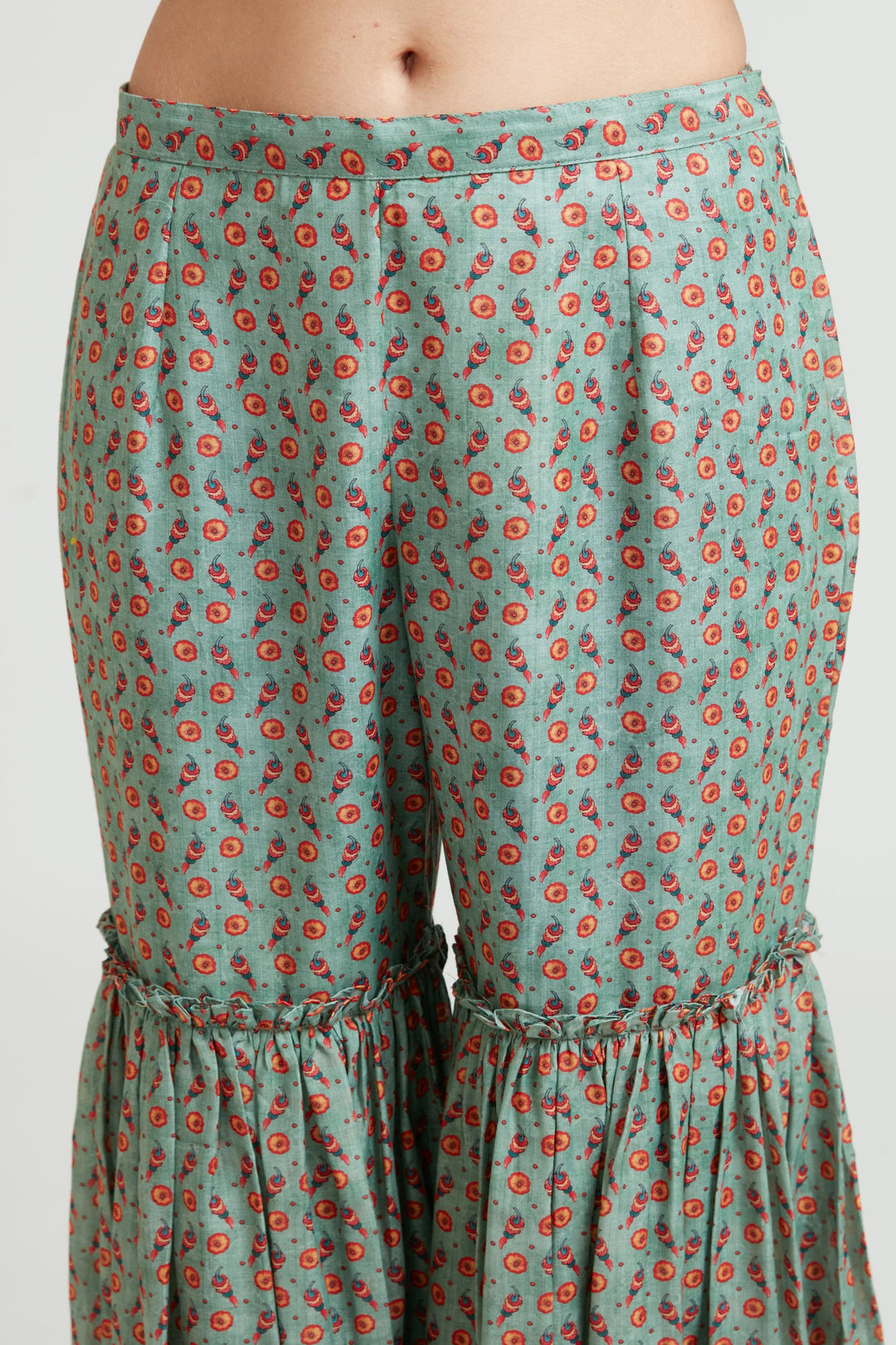 Neerus Green Color Silk Fabric Anarkai Suit Set