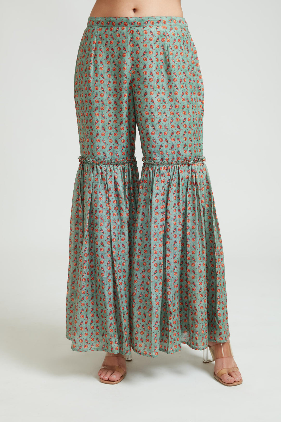 Neerus Green Color Silk Fabric Anarkai Suit Set