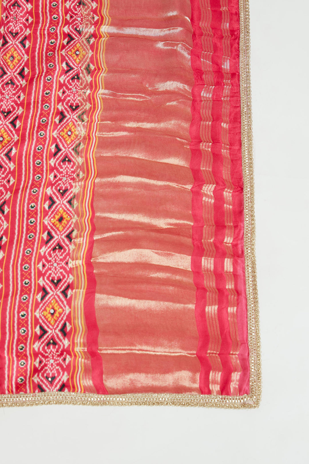 Neerus Pink Banarasi woven anarkali suit set - detail view 3