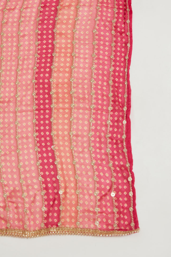 Neerus Pink Banarasi woven suit set - back view