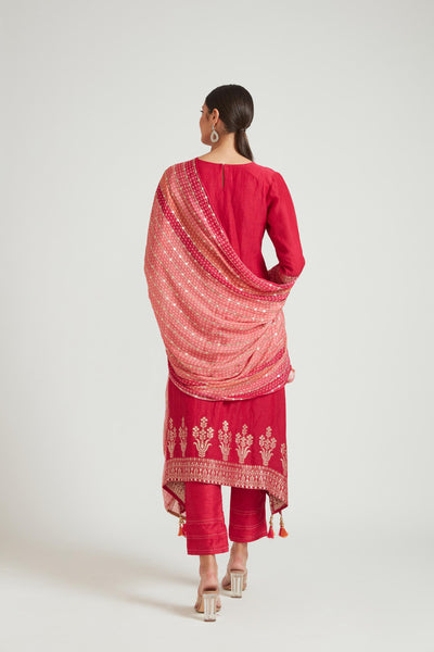 Neeru's Rani Color Banaras Fabric Salwar Kameez
