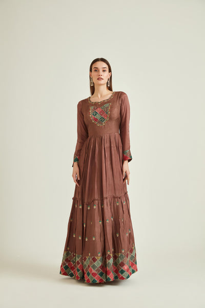 Neeru's Brown Colour Silk Fabric Suit