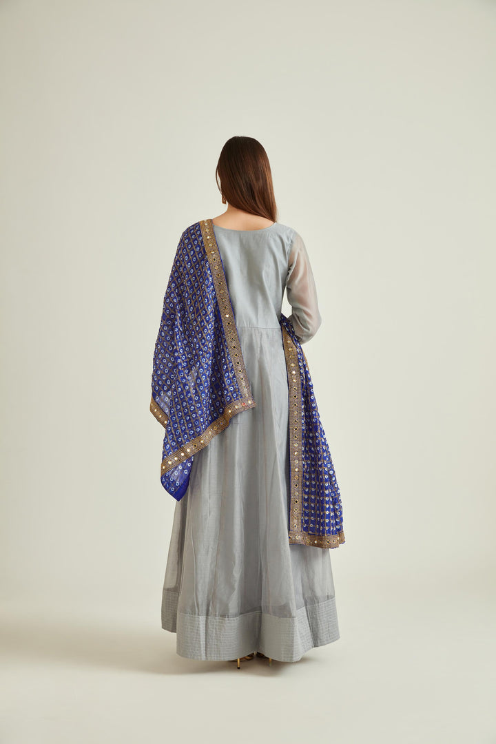 Neerus Grey Colour Chanderi Fabric Suit