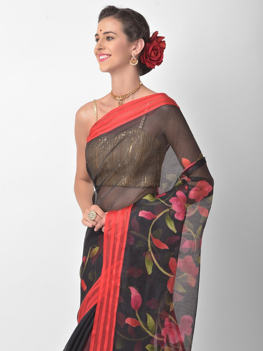 Neerus Multi color Kota printed saree - back view