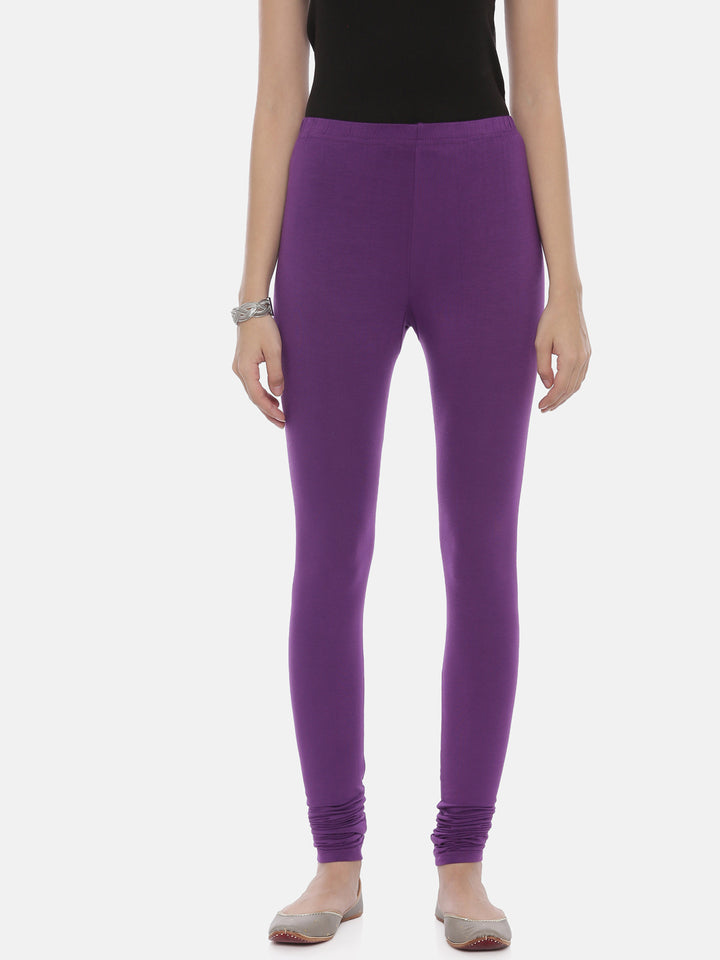 Neerus Purple Color Lycra Fabric Leggings