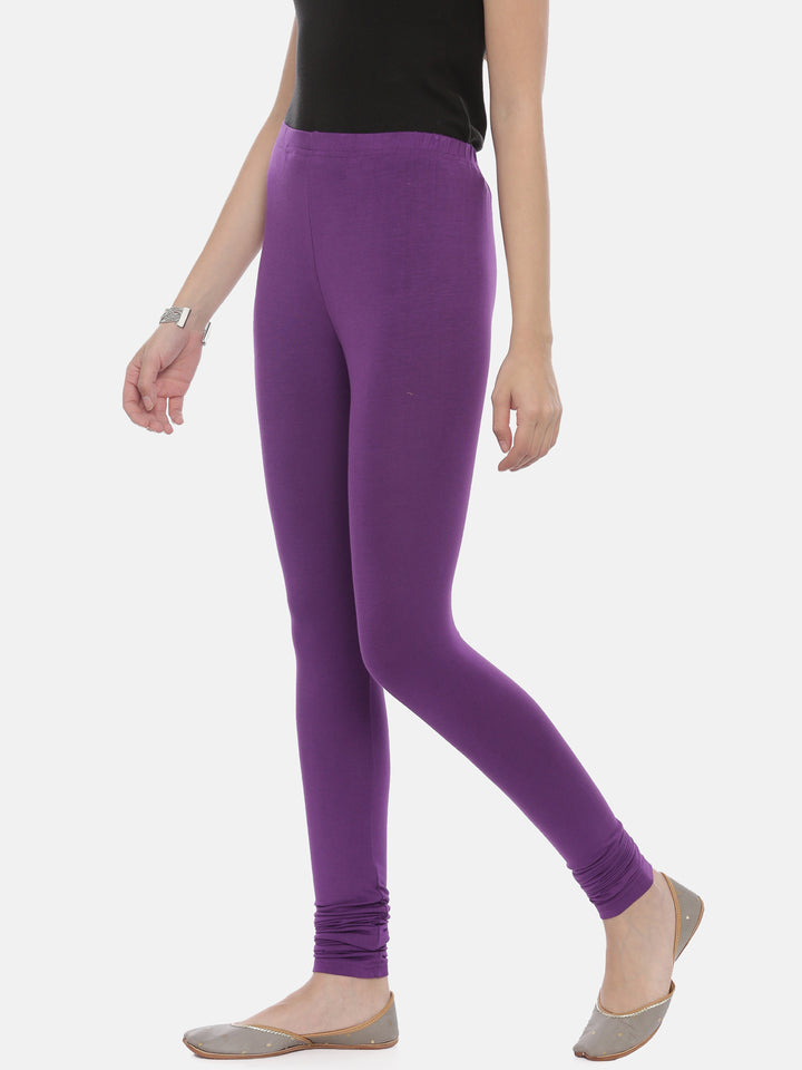 Neerus Purple Color Lycra Fabric Leggings