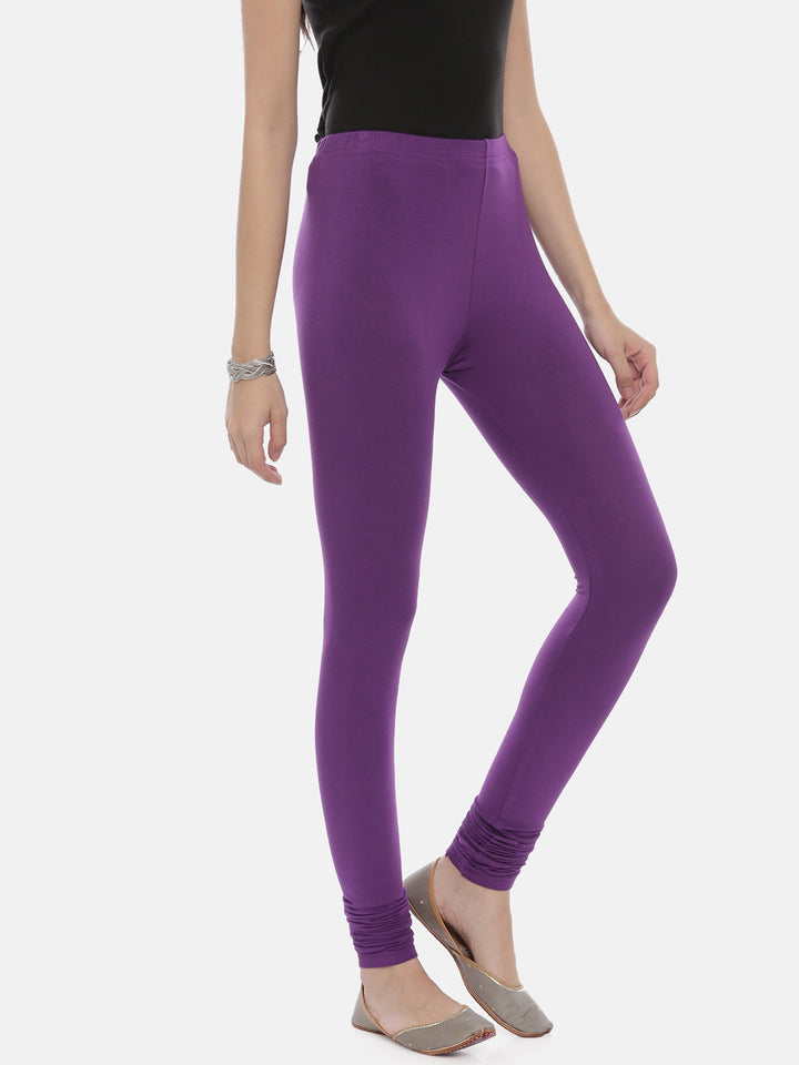 Neerus Purple Color Lycra Fabric Leggings