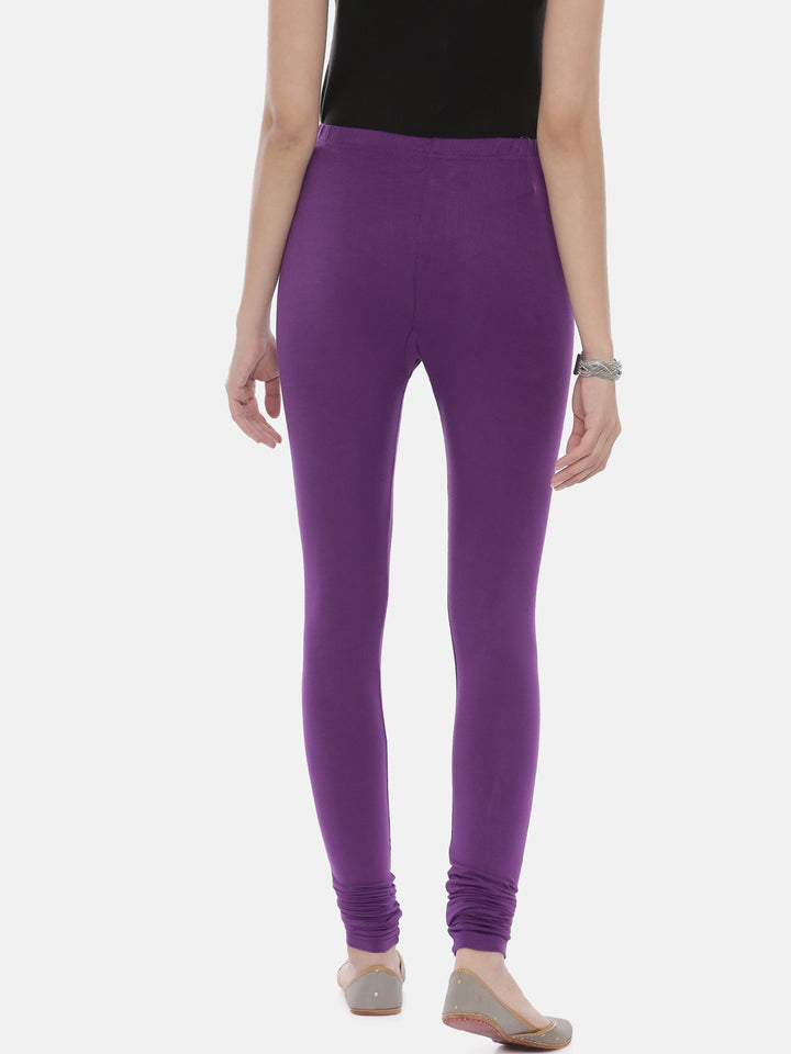 Neerus Purple Color Lycra Fabric Leggings