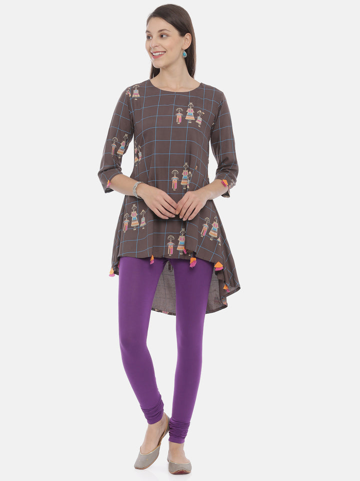 Neerus Purple Color Lycra Fabric Leggings