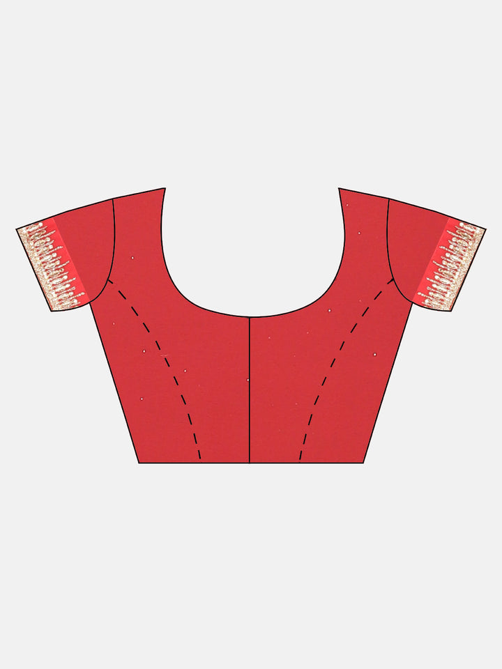 Neerus Pink georgette embellished saree with blouse - detail view 2
