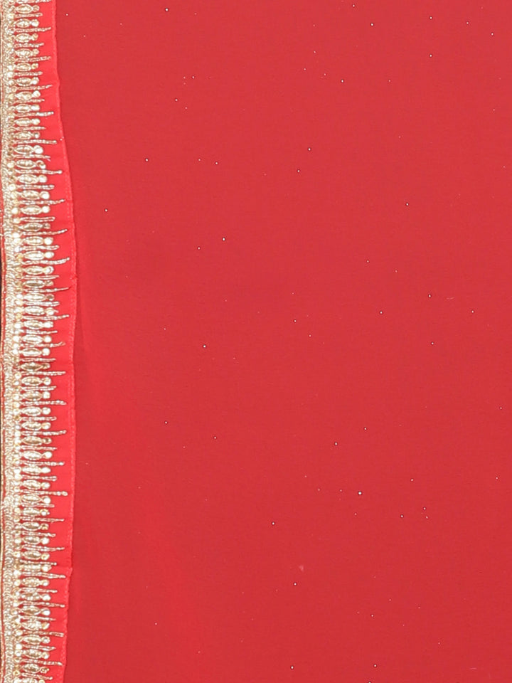 Neerus Pink georgette embellished saree with blouse - detail view 3