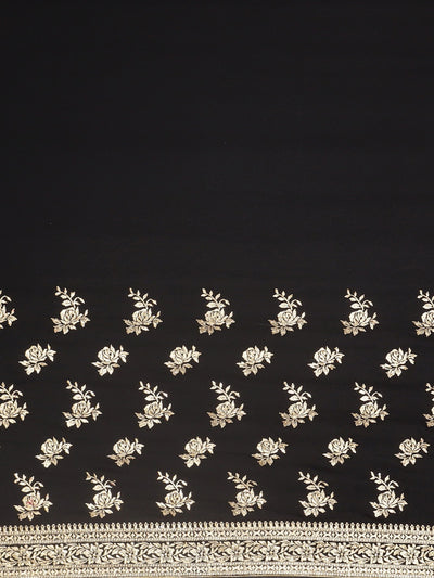 Neeru's Black Printed Saree With Blouse