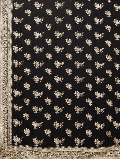 Neeru's Black Printed Saree With Blouse