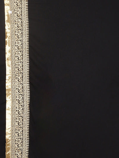 Neeru's Black Printed Saree With Blouse