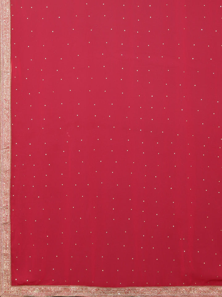 Neerus Pink georgette embellished saree - detail view 1