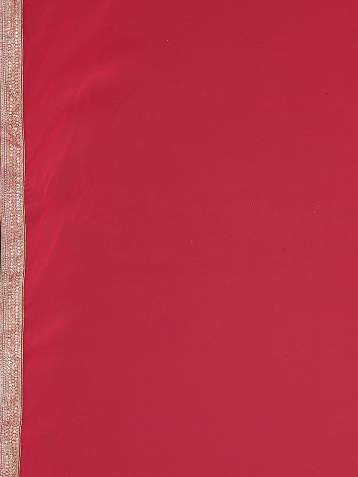 Neerus Pink georgette embellished saree - detail view 3