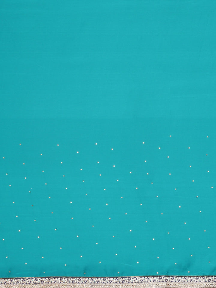 Neerus Blue Embellished Saree With Blouse