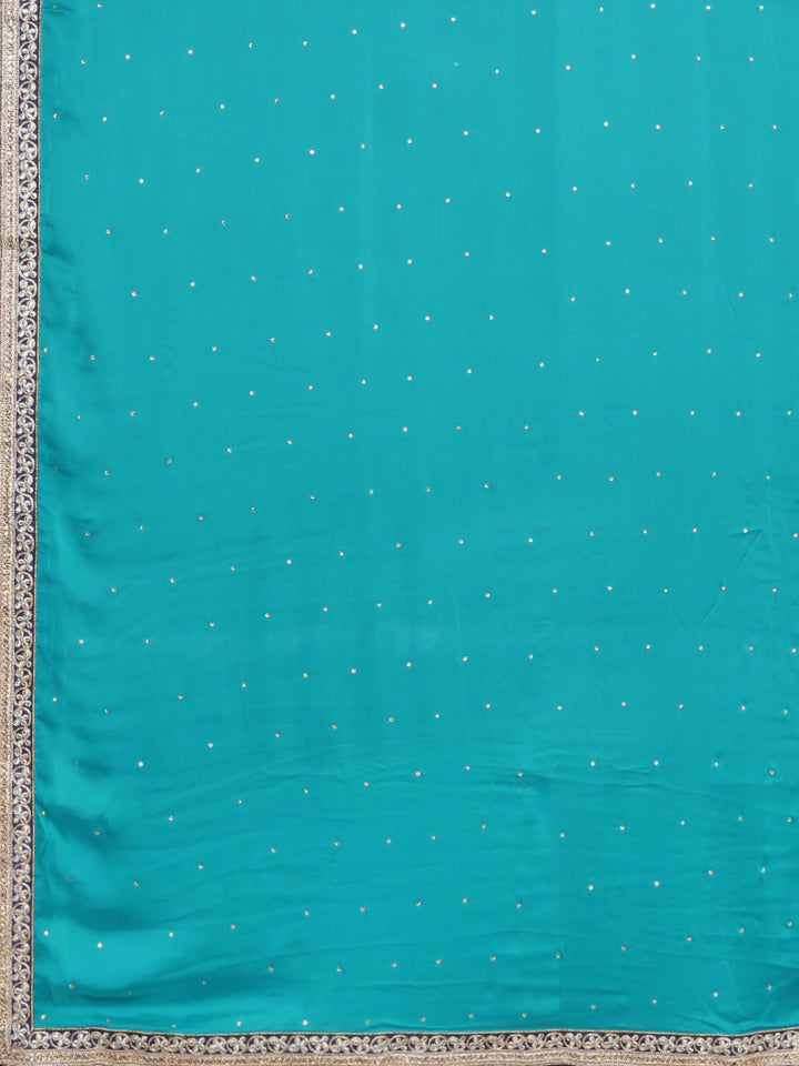 Neerus Blue Embellished Saree With Blouse