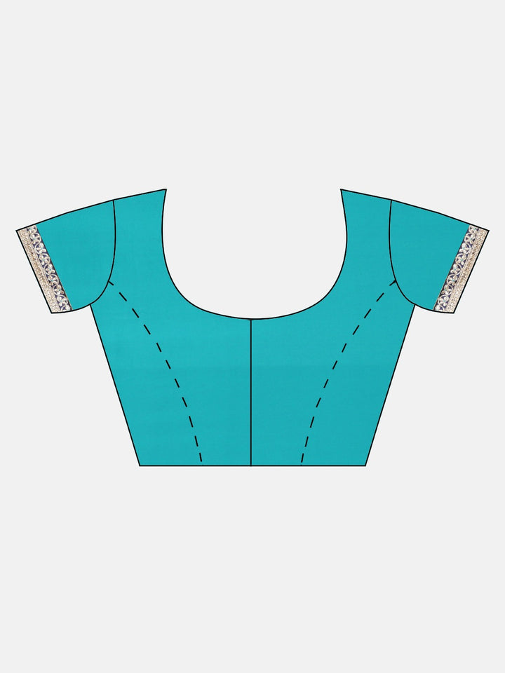 Neerus Blue Embellished Saree With Blouse
