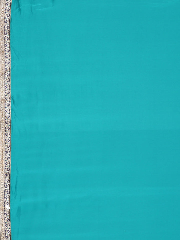 Neerus Blue Embellished Saree With Blouse