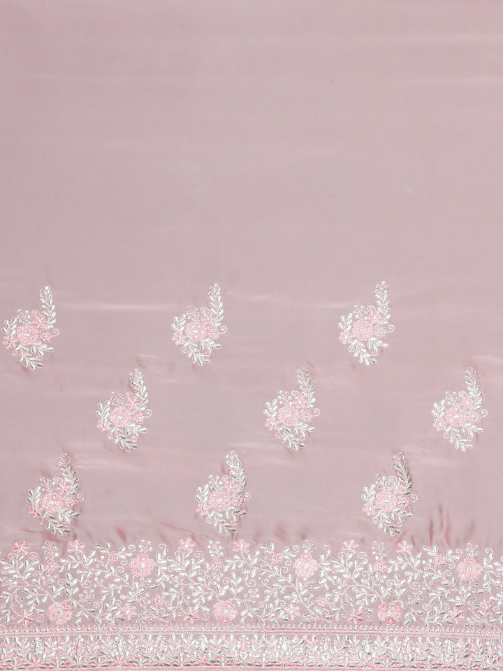 Neerus Pink Embroidered Saree With Blouse