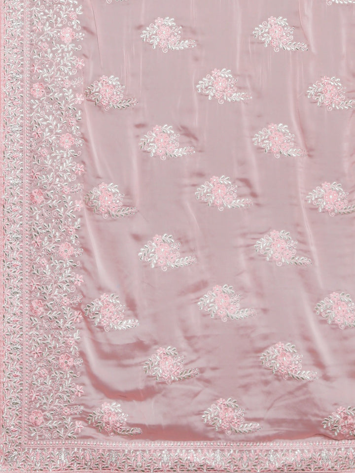 Neerus Pink Embroidered Saree With Blouse