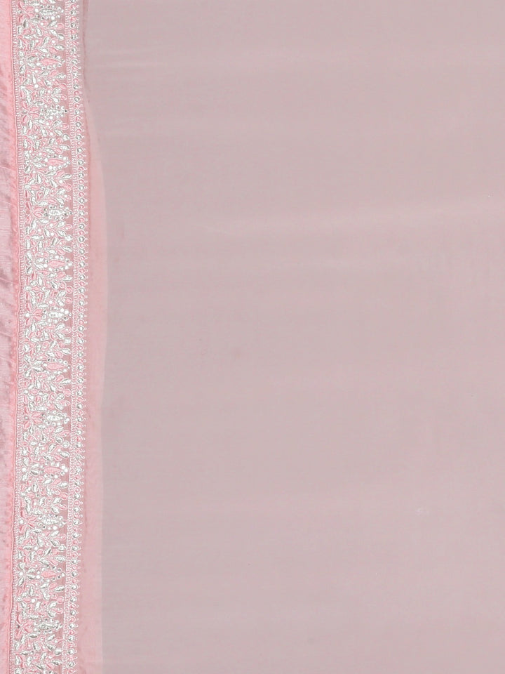 Neerus Pink Embroidered Saree With Blouse