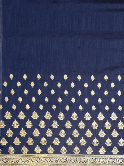 Neeru's Blue Textured Saree With Blouse