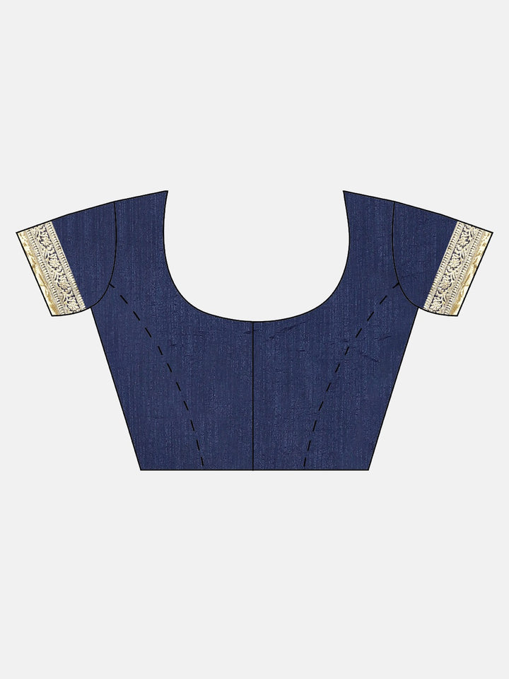 Neerus Blue Textured Saree With Blouse