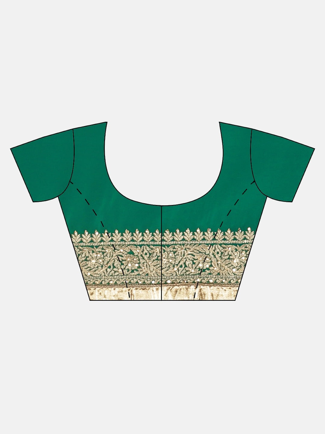 Neerus Green georgette textured saree with blouse - detail view 2