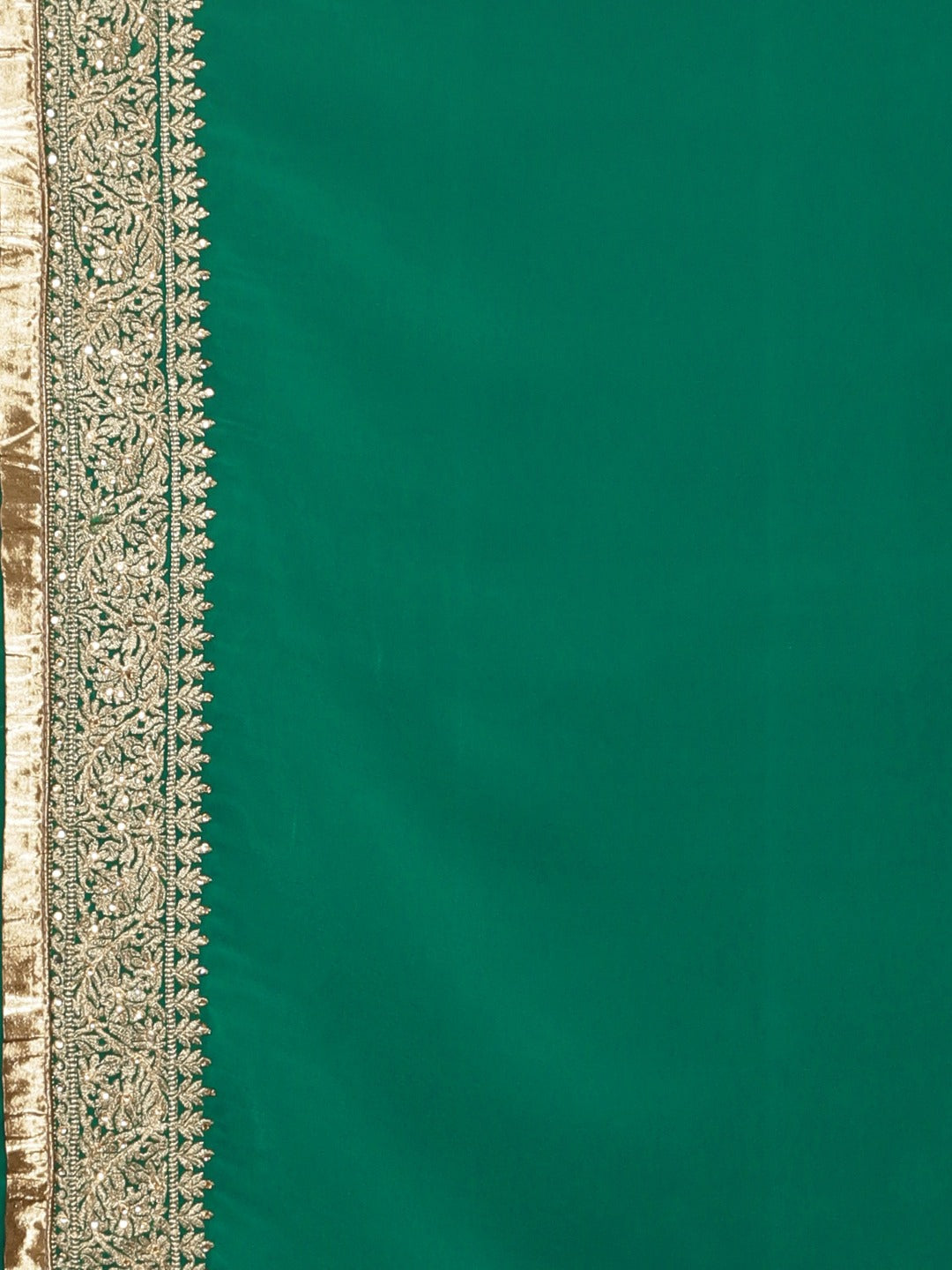Neerus Green georgette textured saree with blouse - detail view 3