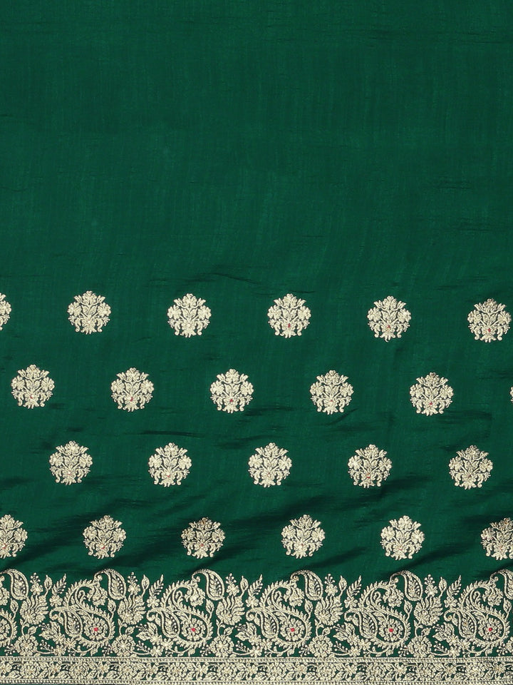 Neerus Green Textured Saree With Blouse