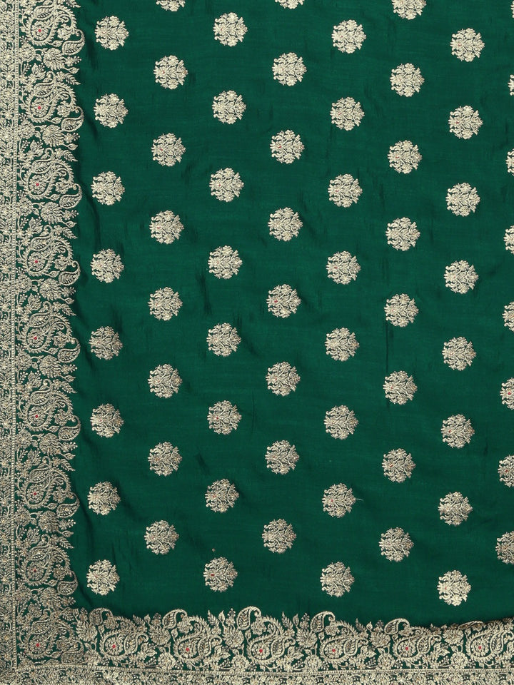 Neerus Green Textured Saree With Blouse