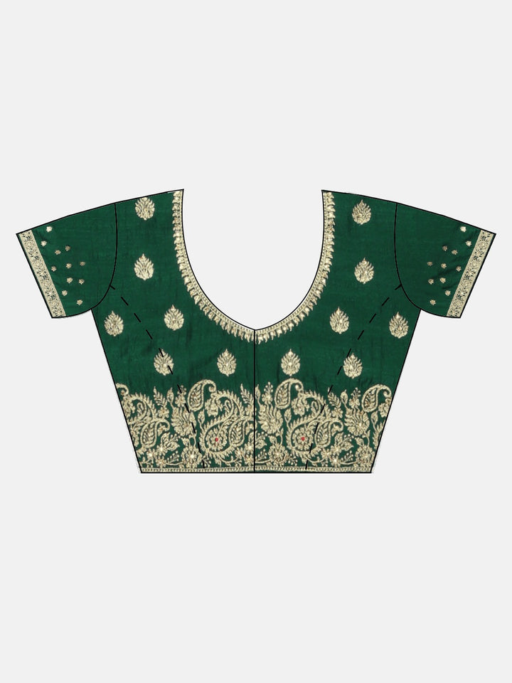 Neerus Green Textured Saree With Blouse