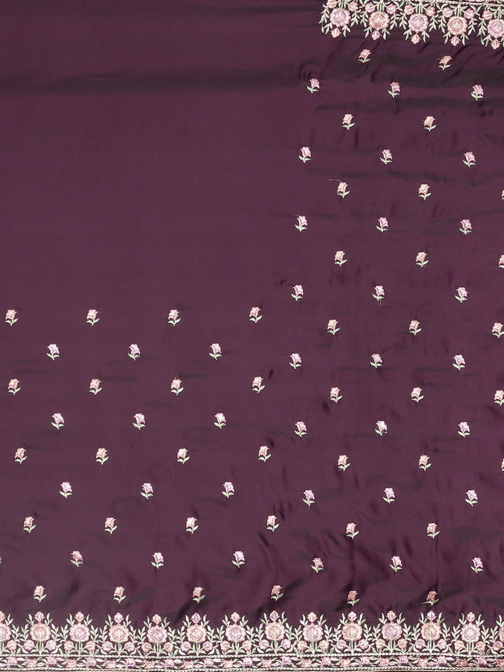 Neerus Magenta Embroidered Saree With Blouse