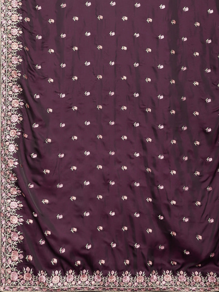Neerus Magenta Embroidered Saree With Blouse