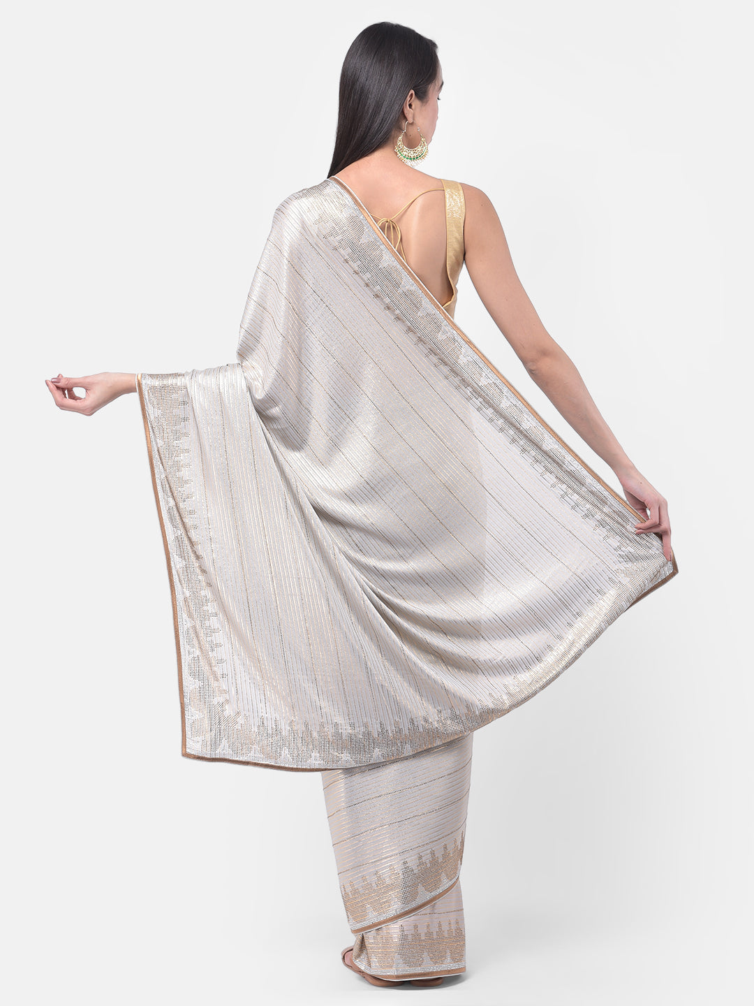 Neerus Grey Embellished Saree With Blouse